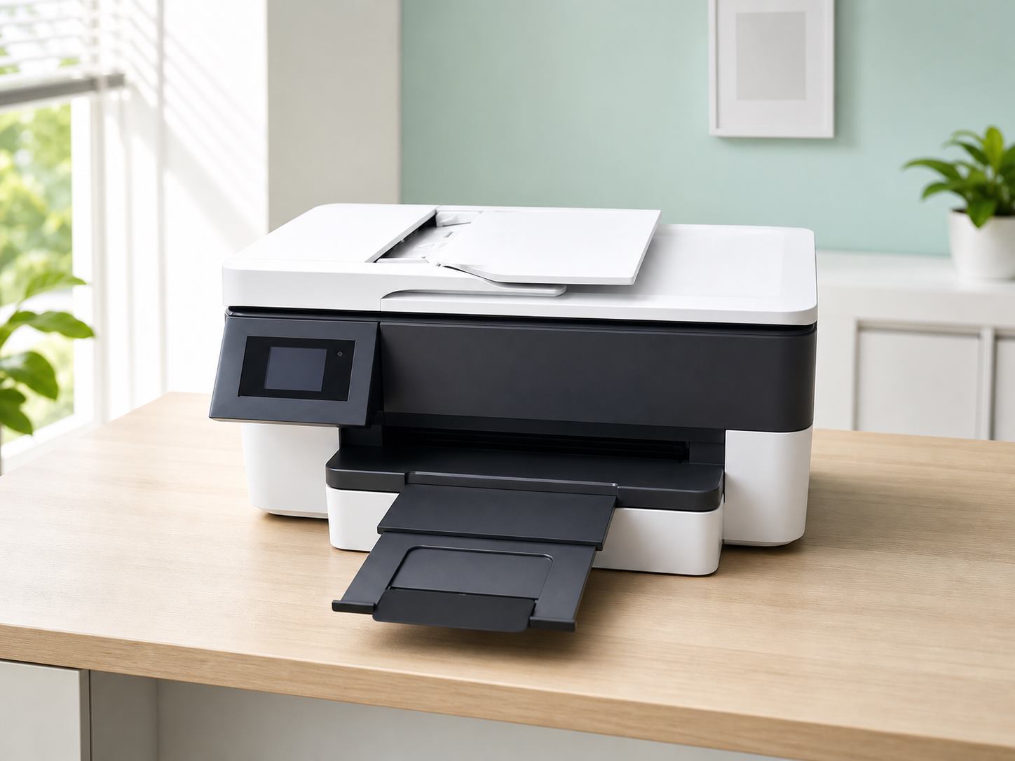 원목 테이블 위 HP OfficeJet Pro 7720